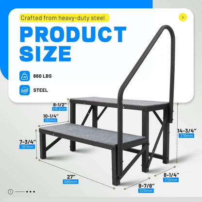 660 lbs Capacity 2 Steps Ladder for Travel Camper RV