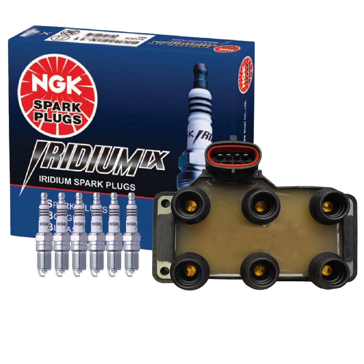 Denso COP Ignition Coil & NGK 6 Iridium IX Spark Plugs Kit for Ford 3.0L