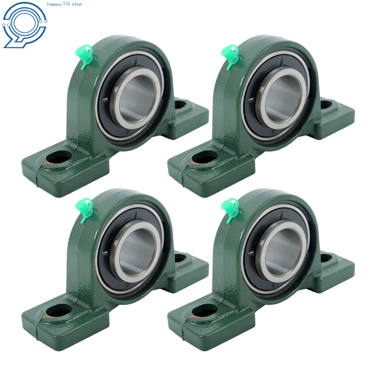 4-Pack UCP208-24 Pillow Block Bearings for 2-Bolt Solid Base