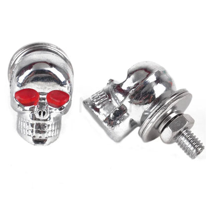 2pcs Chrome Skull License Plate Frame Bolts for Harley Motorcycles