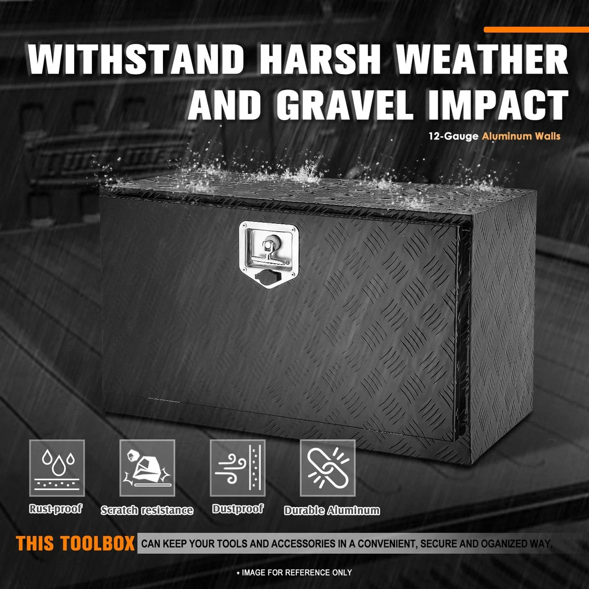Diamond Tread Aluminum Over-Hanging Lip Tool Box for Trucks (30"x18"x17.3")
