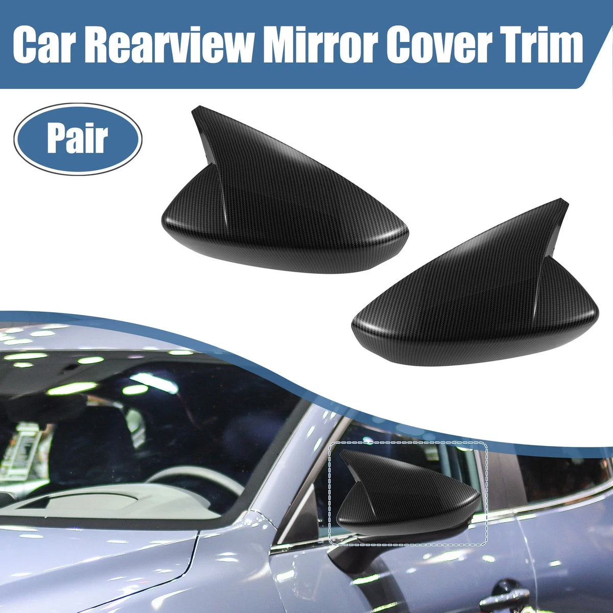 1 Pair ABS Carbon Fiber Pattern Rearview Mirror Cover for Mazda 3 (2020)