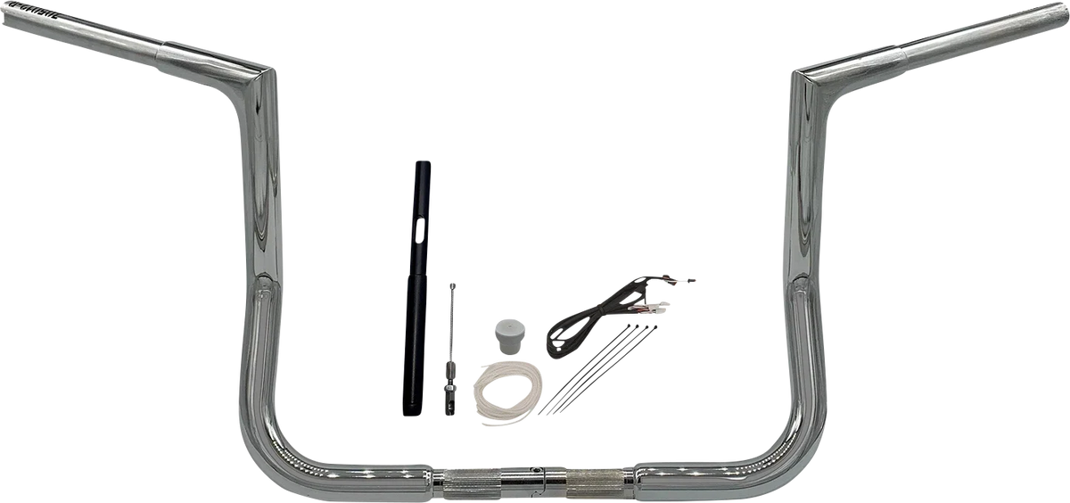 Chrome 12" Flat Top Handlebar Kit - 1-1/4" EZ Install for Harley