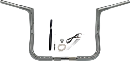 Chrome 12" Flat Top Handlebar Kit - 1-1/4" EZ Install for Harley
