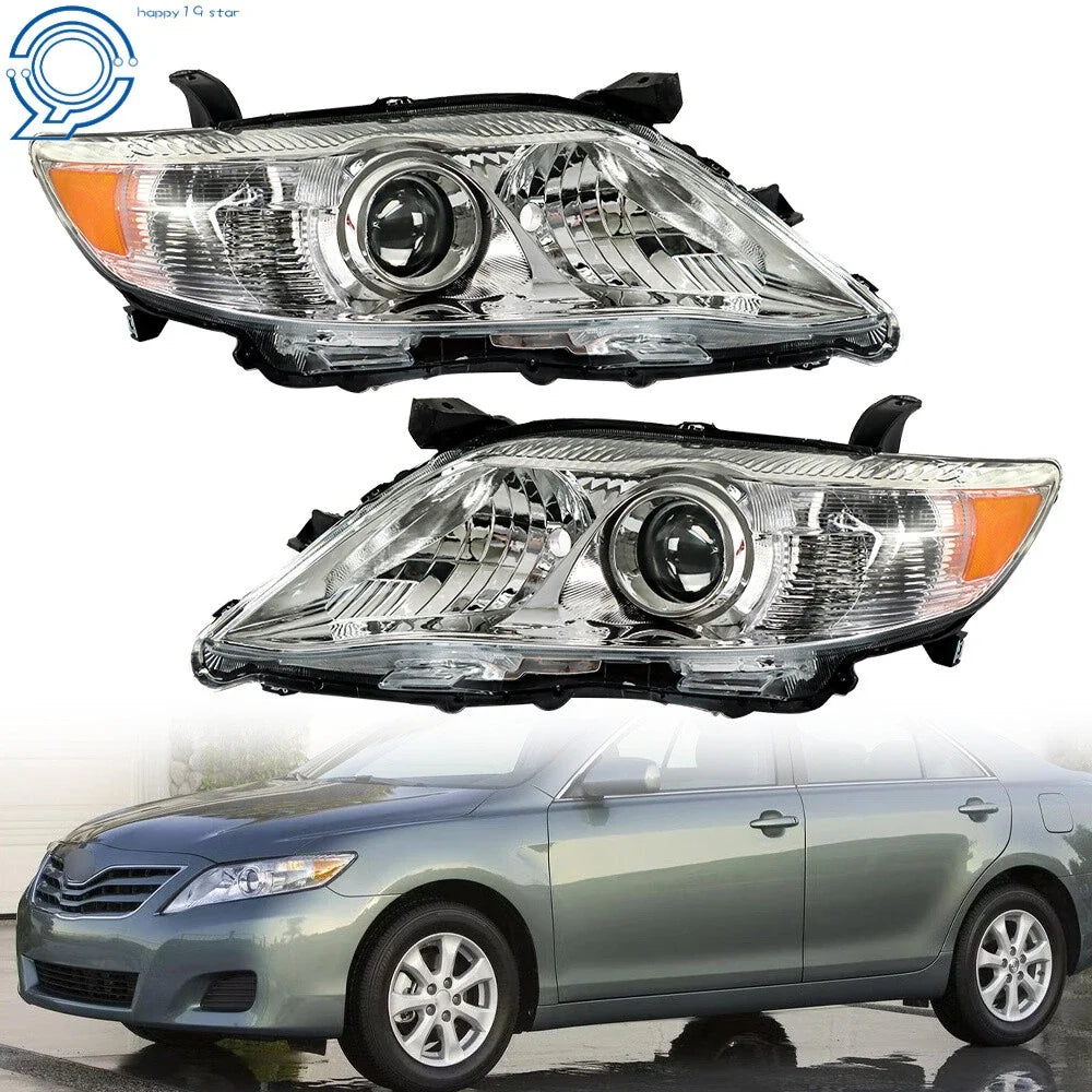 Headlights for Toyota Camry (2010–2011) Halogen Reflector Right & Left Chrome