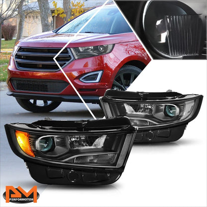 Black Housing Projector Headlight Set for Ford Edge (2015–2018)
