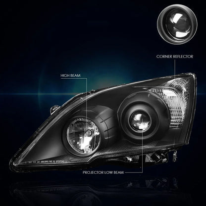 Projector Headlight Replacement for Honda CR-V (2007–2011) Black Housing