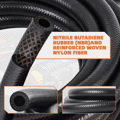 6AN Rubber Braided Fuel Line Hose 10 Feet 3/8" ID