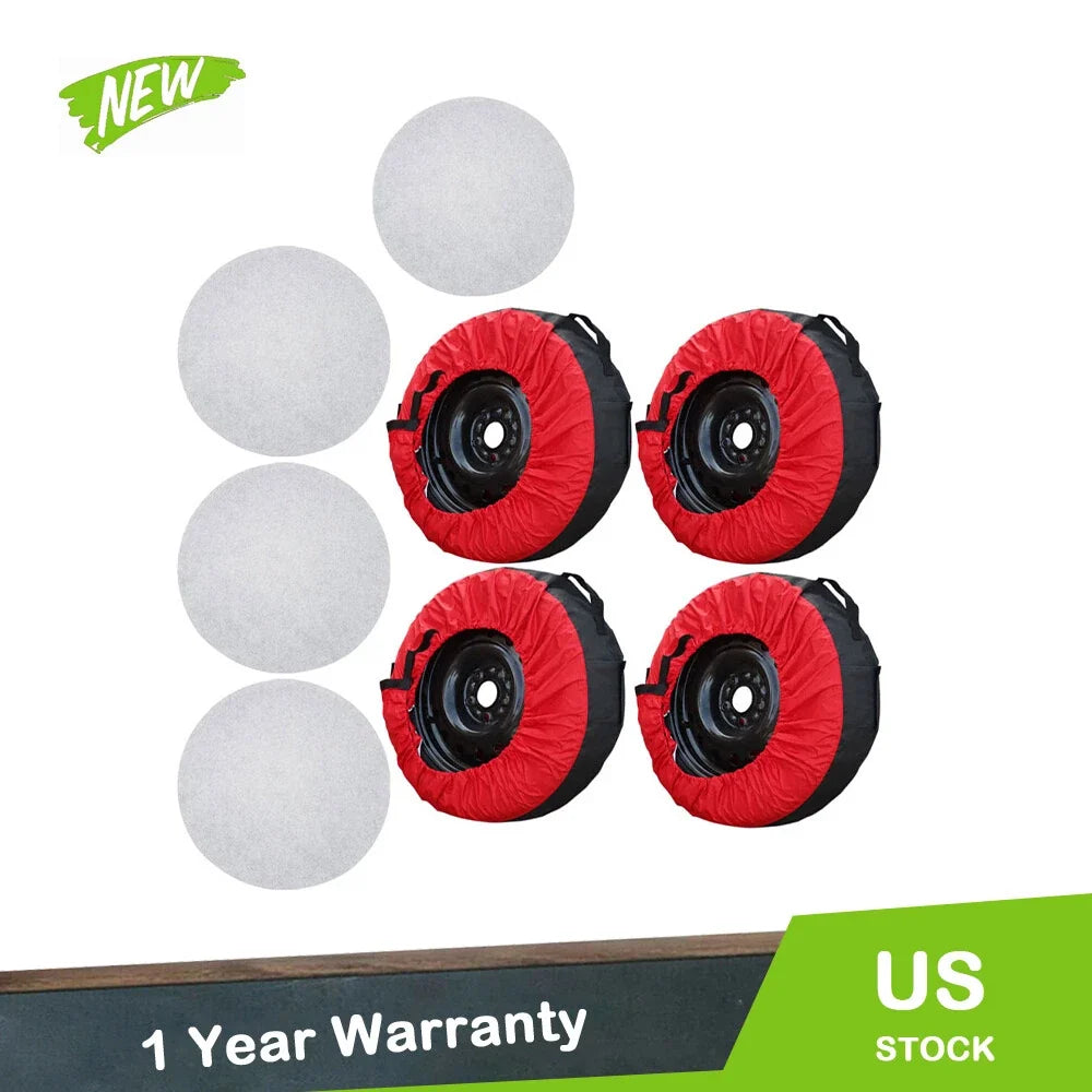 Set of 4 Tire Covers for Red and Black (420D/600D)