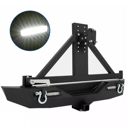 Tire Carrier Rear Bumper with LED for Jeep Wrangler JK 2007-2018
