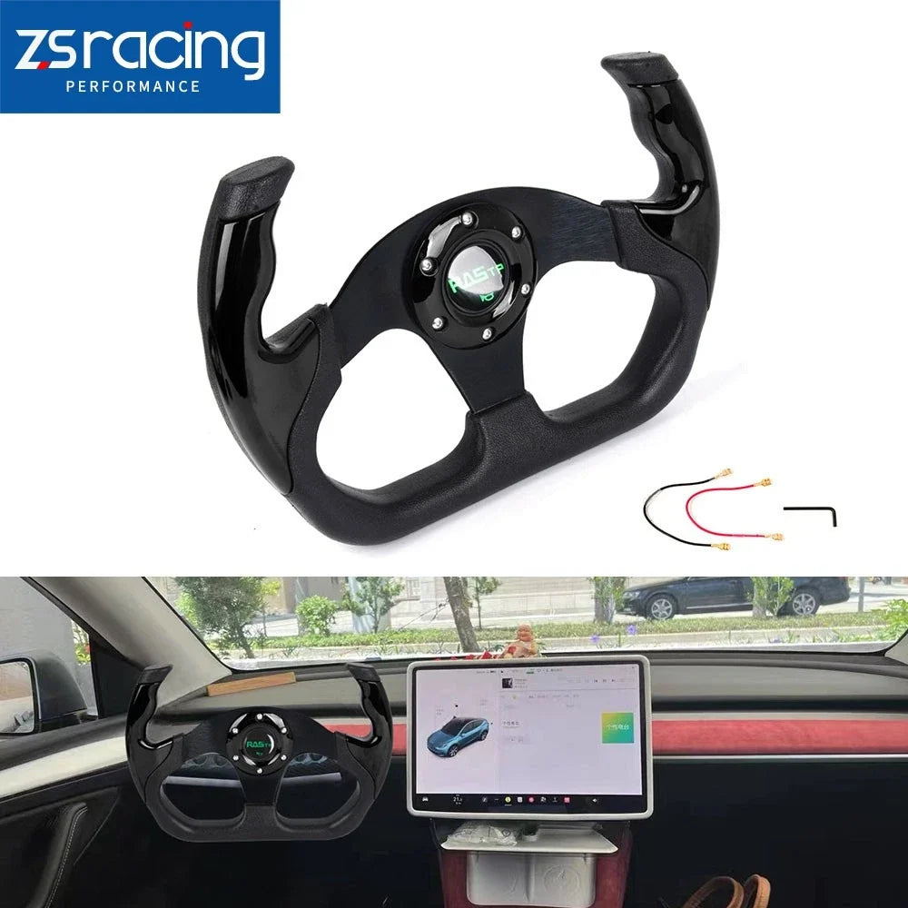 U-Shape 13" Flat Drift Racing Steering Wheel for Universal 6 Hole Fitment
