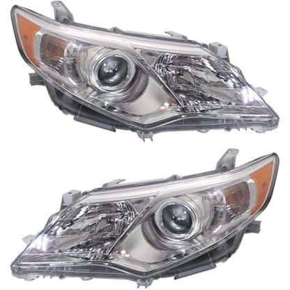 Halogen Headlight Set for Toyota Camry L/LE/XLE/Hybrid (2012–2014) with Bulbs