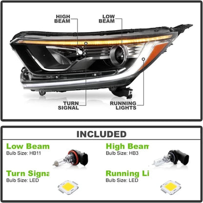 Projector Headlights for Honda CR-V (2017–2022) Halogen LED DRL