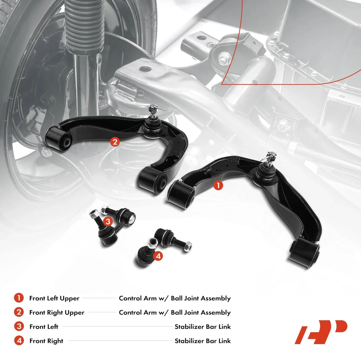 4-Piece Front Upper Control Arm Set with Ball Joints for Nissan Frontier