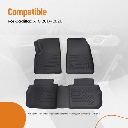 Set of 4 Car Floor Mats for Cadillac XT5 (2017–2025) Black TPE All Weather
