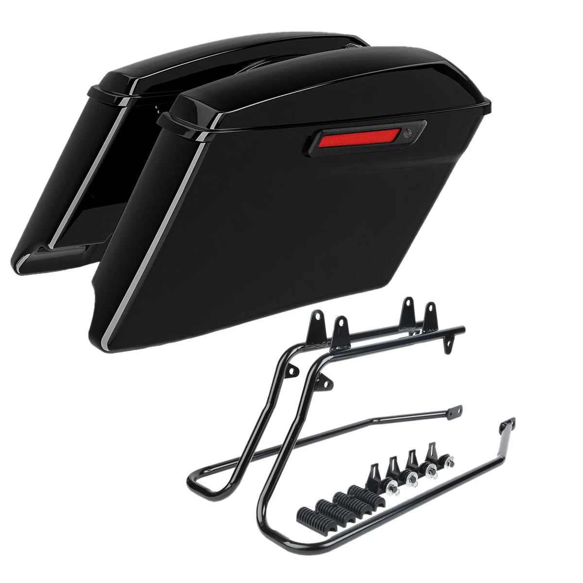 Hard Saddlebags 4" Stretched & Brackets for Harley Softail 1984-2017