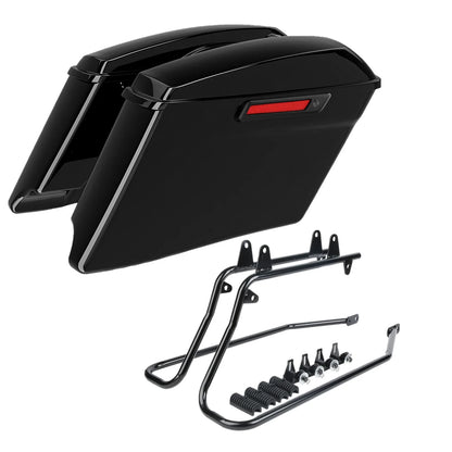 Hard Saddlebags 4" Stretched & Brackets for Harley Softail 1984-2017