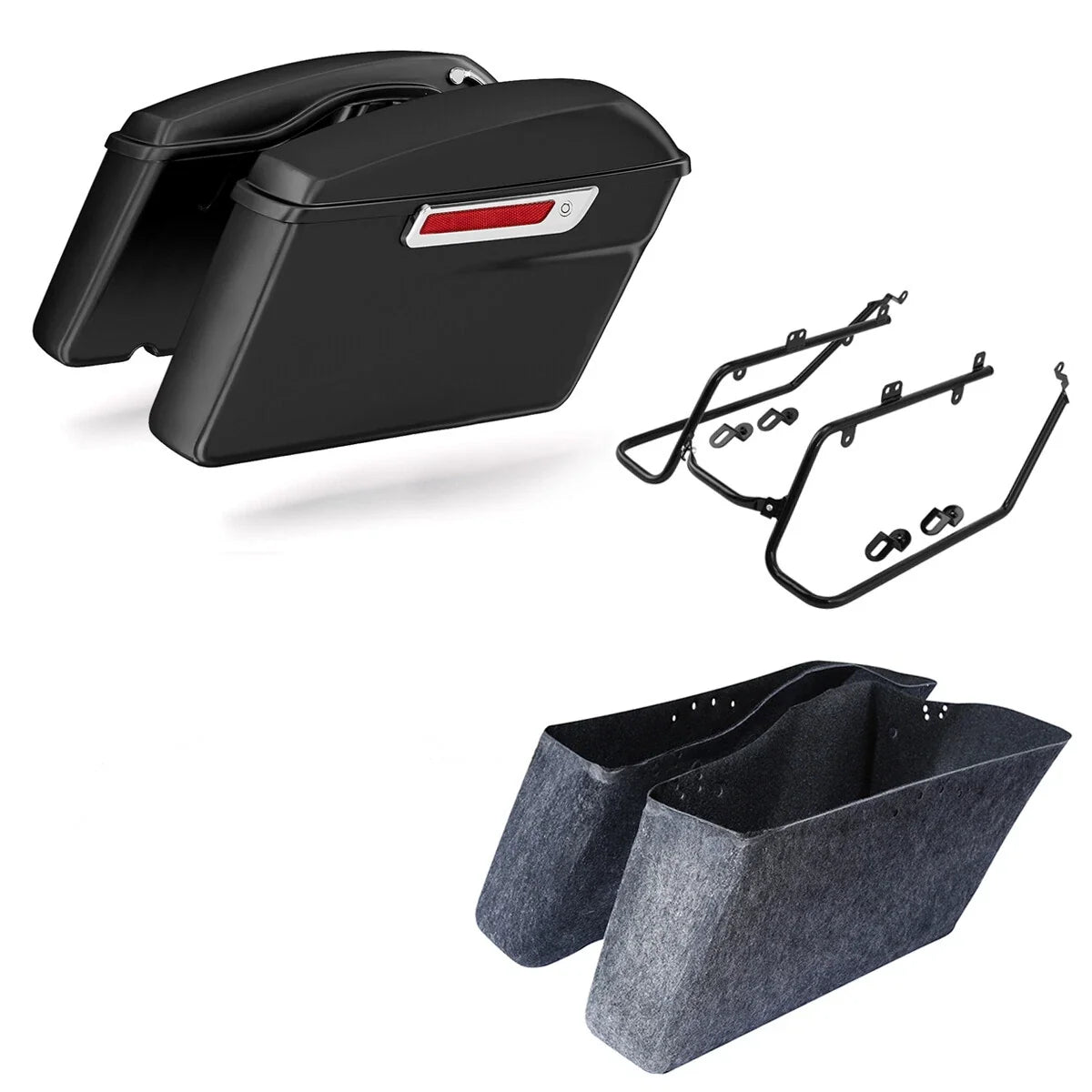 Hard Saddlebags with Bracket for Harley Fat Bob Dyna 2008–2017