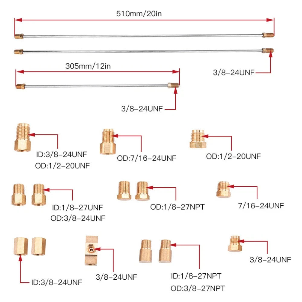 Brake Line Copper Fittings Install Kit for Front Line Lock (2010–2020)
