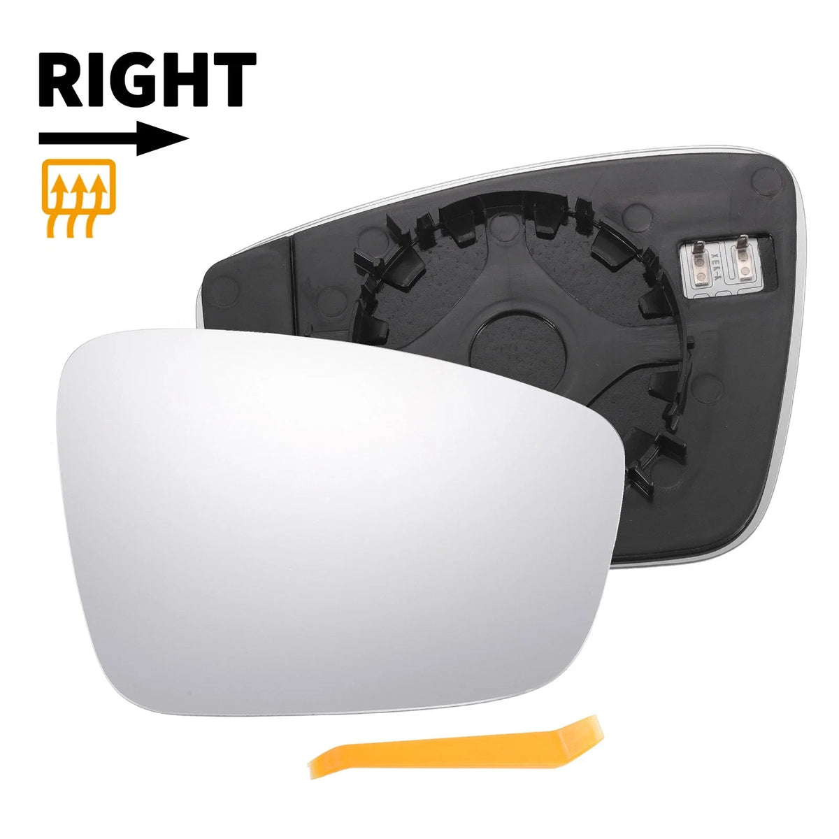 Right Side Heated White Mirror Glass for Volkswagen Beetle, Jetta 