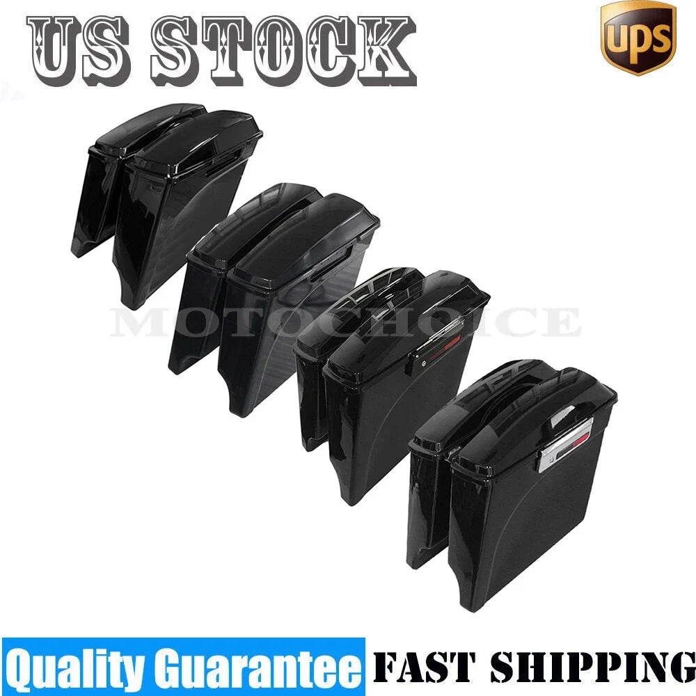 5" Stretched Extended Hard Saddle Bags for Harley Touring Road King Glide