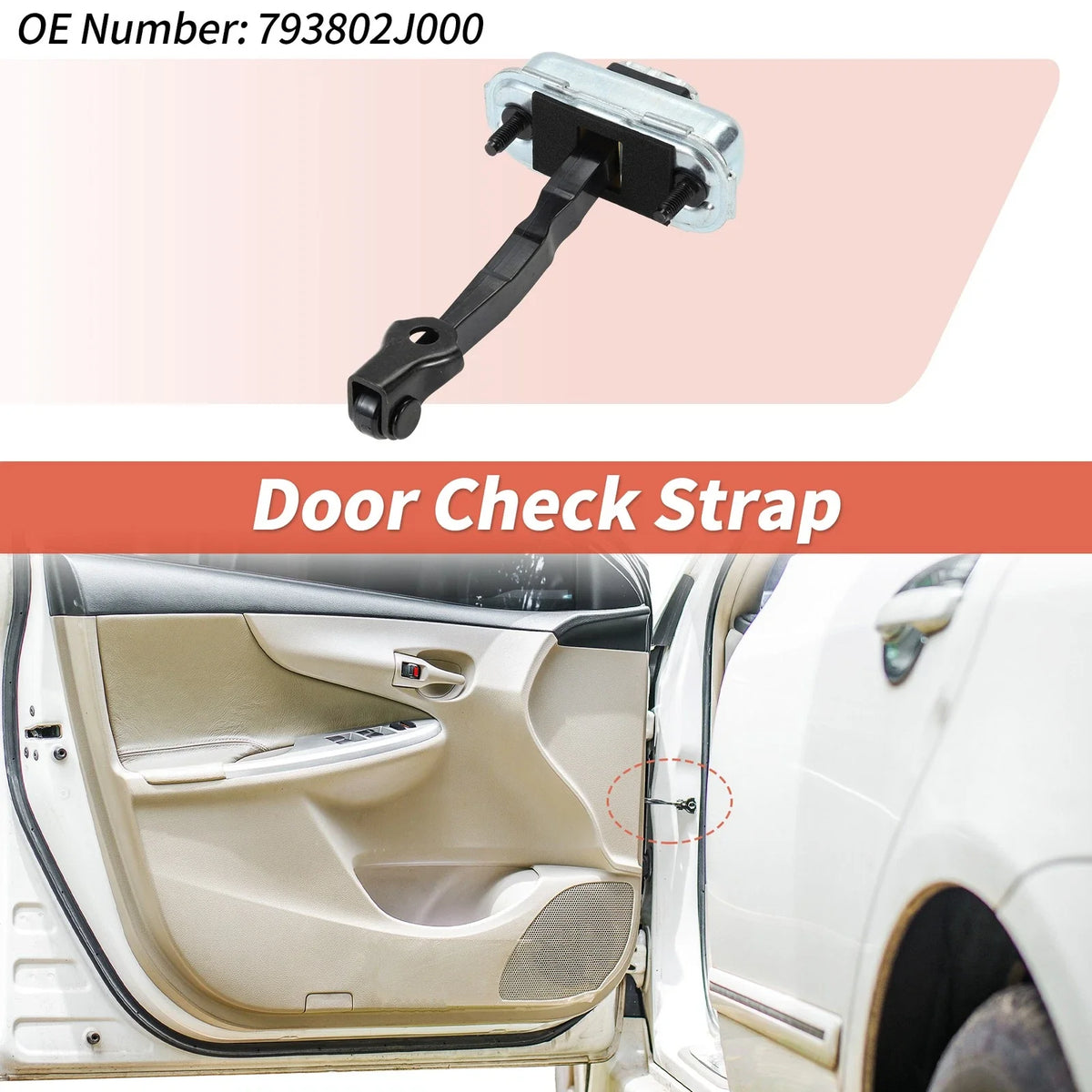 Front Left Door Check Strap for Kia Borrego (2009–2011) No.793802J000