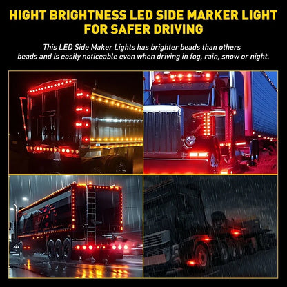 10X LED Side Marker Lights for Universal Fit (3/4", Red)