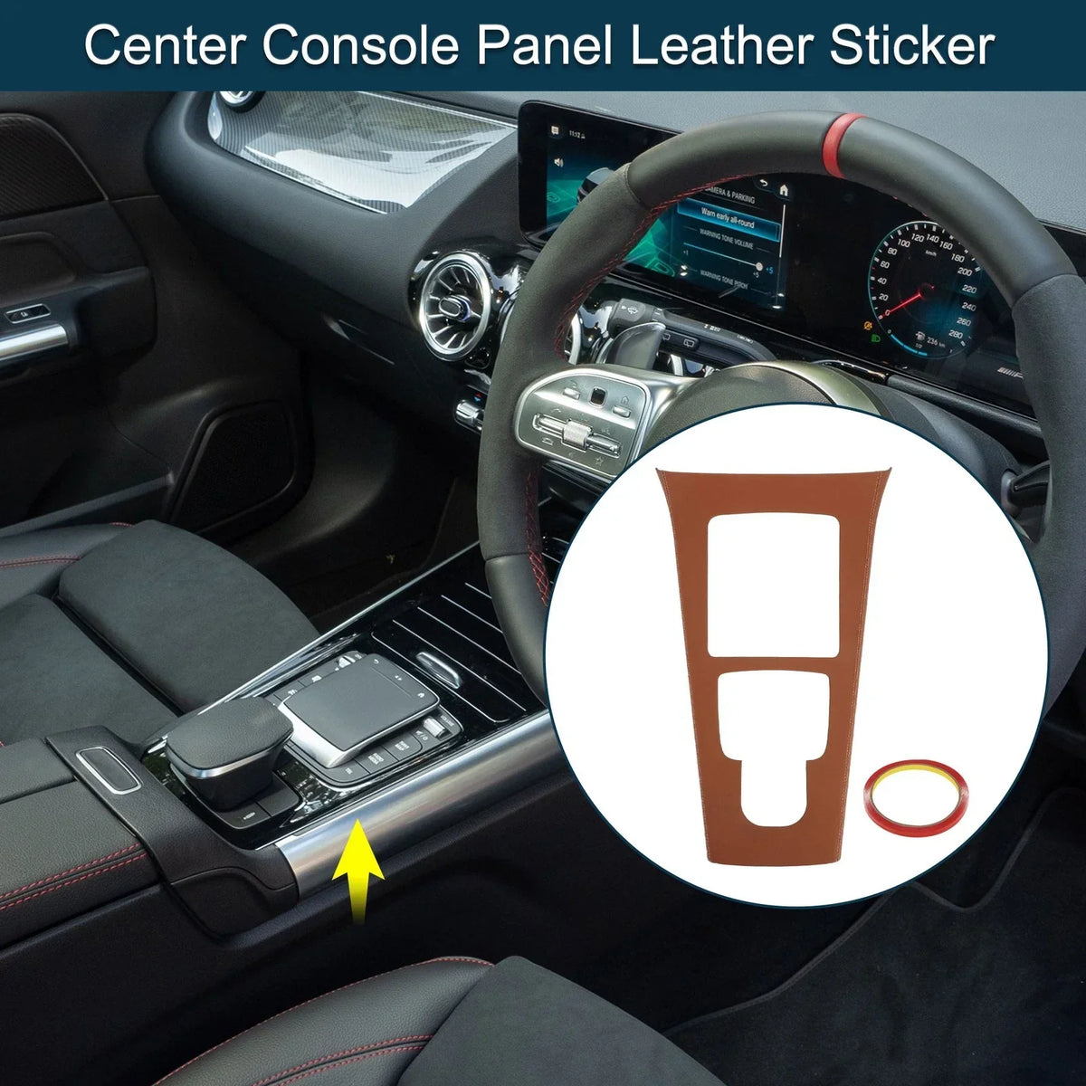 Brown Center Console Panel Sticker for Mercedes-Benz GLA Class 2020-2021