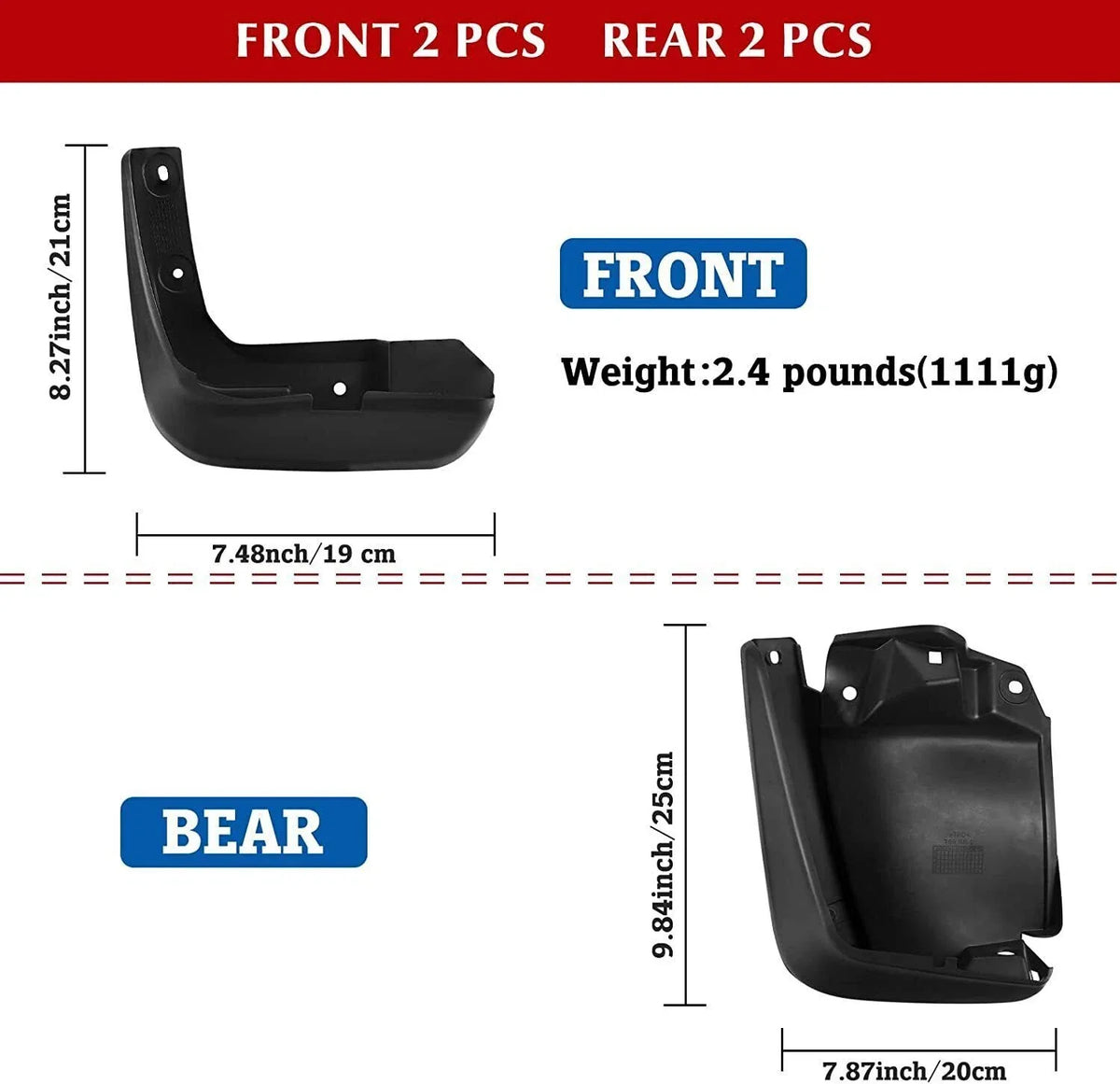 Mud Flaps Splash Guard Set of 4 for Honda Civic (2012-2015)