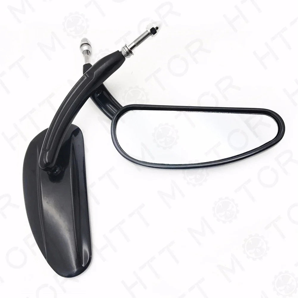 Pair of Black Teardrop Racing Mirrors for Harley Street Bob Fat Bob (1982–2017)
