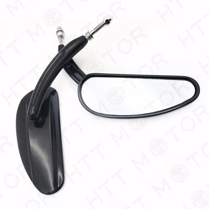Pair of Black Teardrop Racing Mirrors for Harley Street Bob Fat Bob (1982–2017)