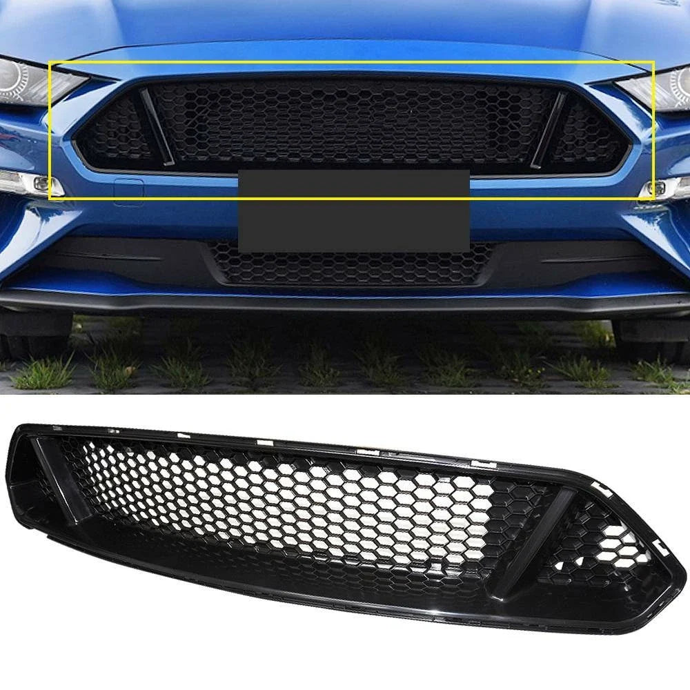 Front Upper Grille Mesh for Ford Mustang (2018–2021) Black Honeycomb ABS