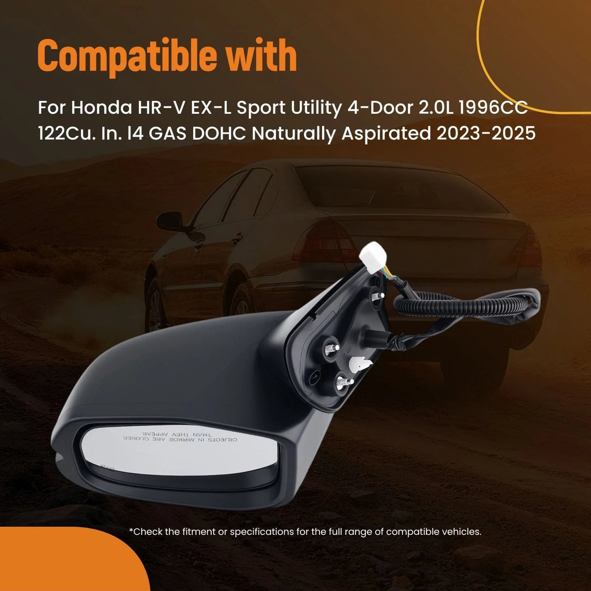 Right Side Black Heated Mirror for Honda HR-V 2023