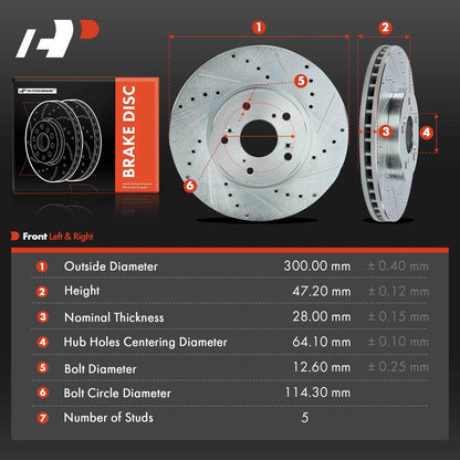 Front Brake Rotors (Drilled) for Honda Accord 2003-2012