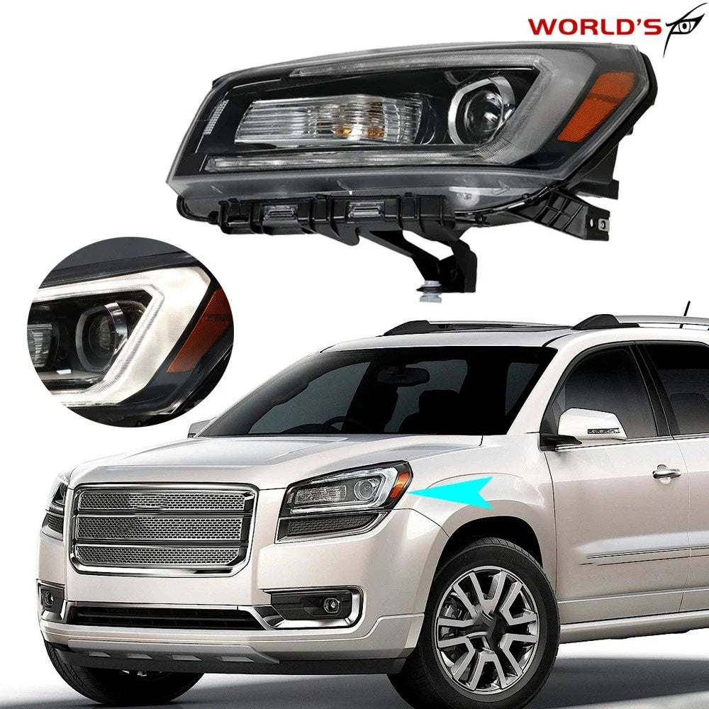 Headlight for GMC Acadia (2013–2016) LED Tube Black Left Side