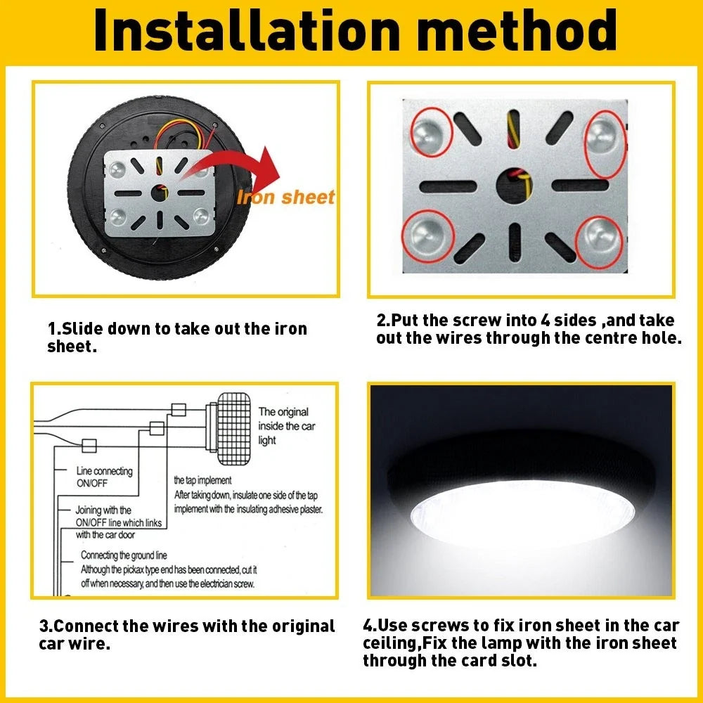 LED Ceiling Dome Light for Universal 12V Car Trailer RV