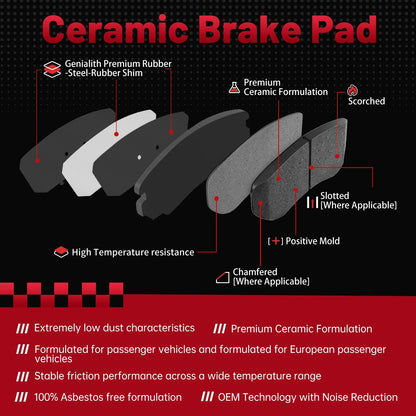 Brake Pads & Rear Drilled Rotors for 2011-2020 Dodge Durango, Grand Cherokee