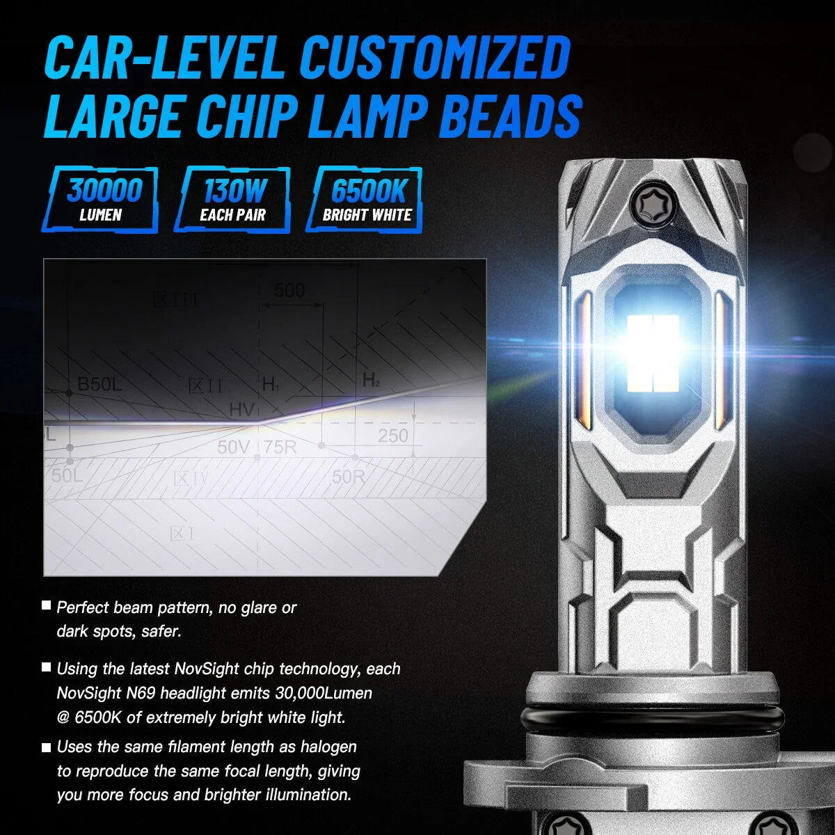LED Headlight Bulb H11 Conversion Kit 30000LM 6500K for Toyota