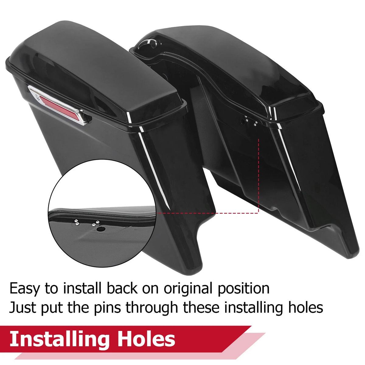 5" Stretched Saddle Bags for Harley Davidson Touring Road Glide (1993–2013)