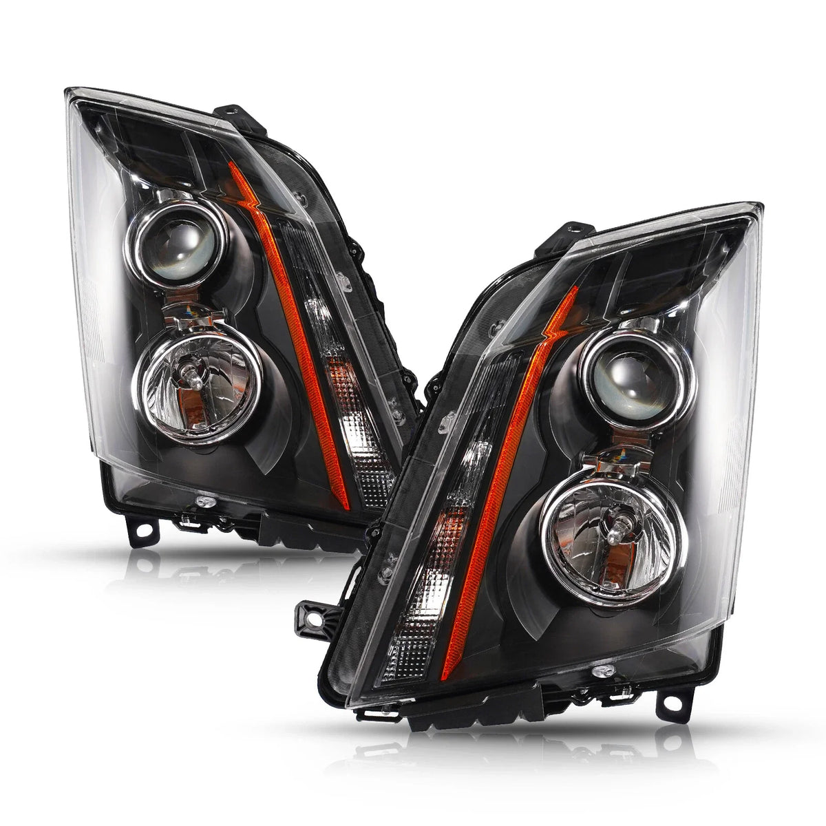 Halogen Upgrade Headlights Pair for Cadillac CTS (2008–2014) Black