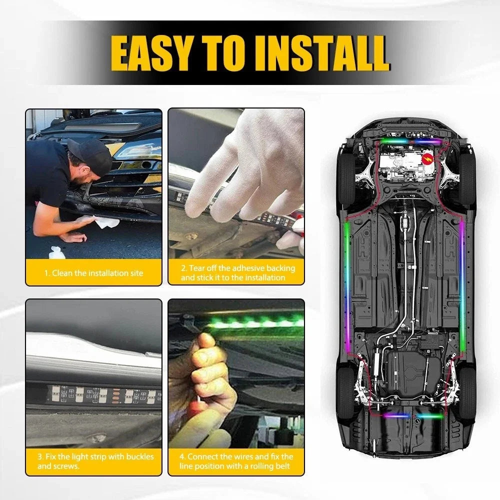 RGB LED Underglow Light Kit for Car (Multi-Color Chasing)