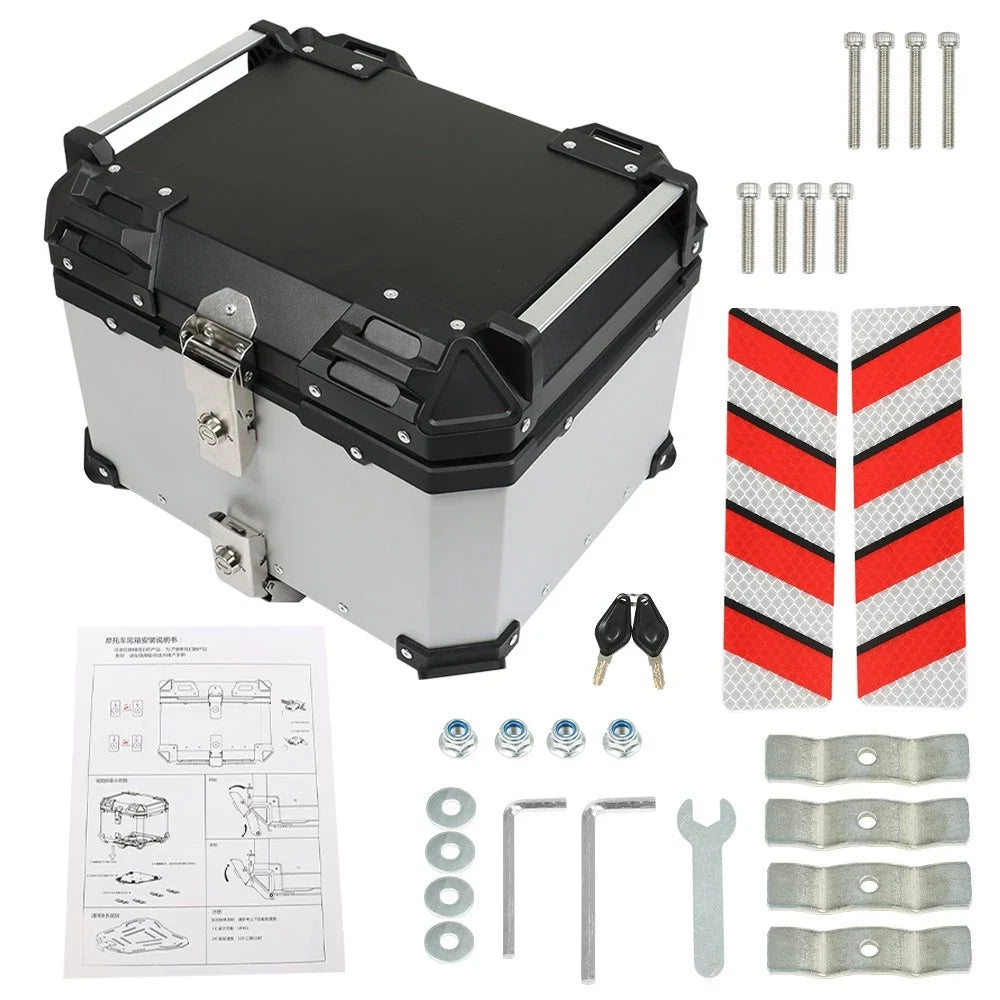 45L Waterproof Silver Tail Box for Motorcycle (Universal Fit)