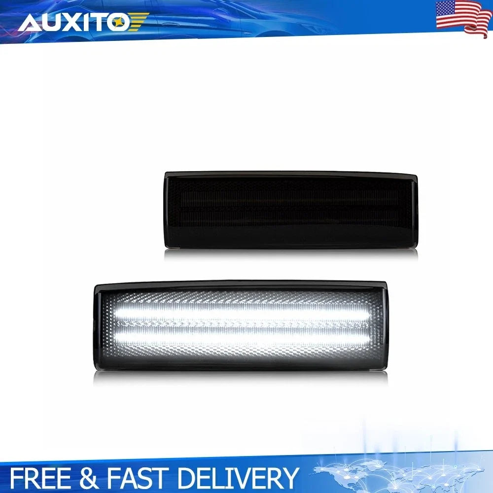 Front Side Marker Lights 2X Smoked Housing White LED for Chevy S10 1994-2004
