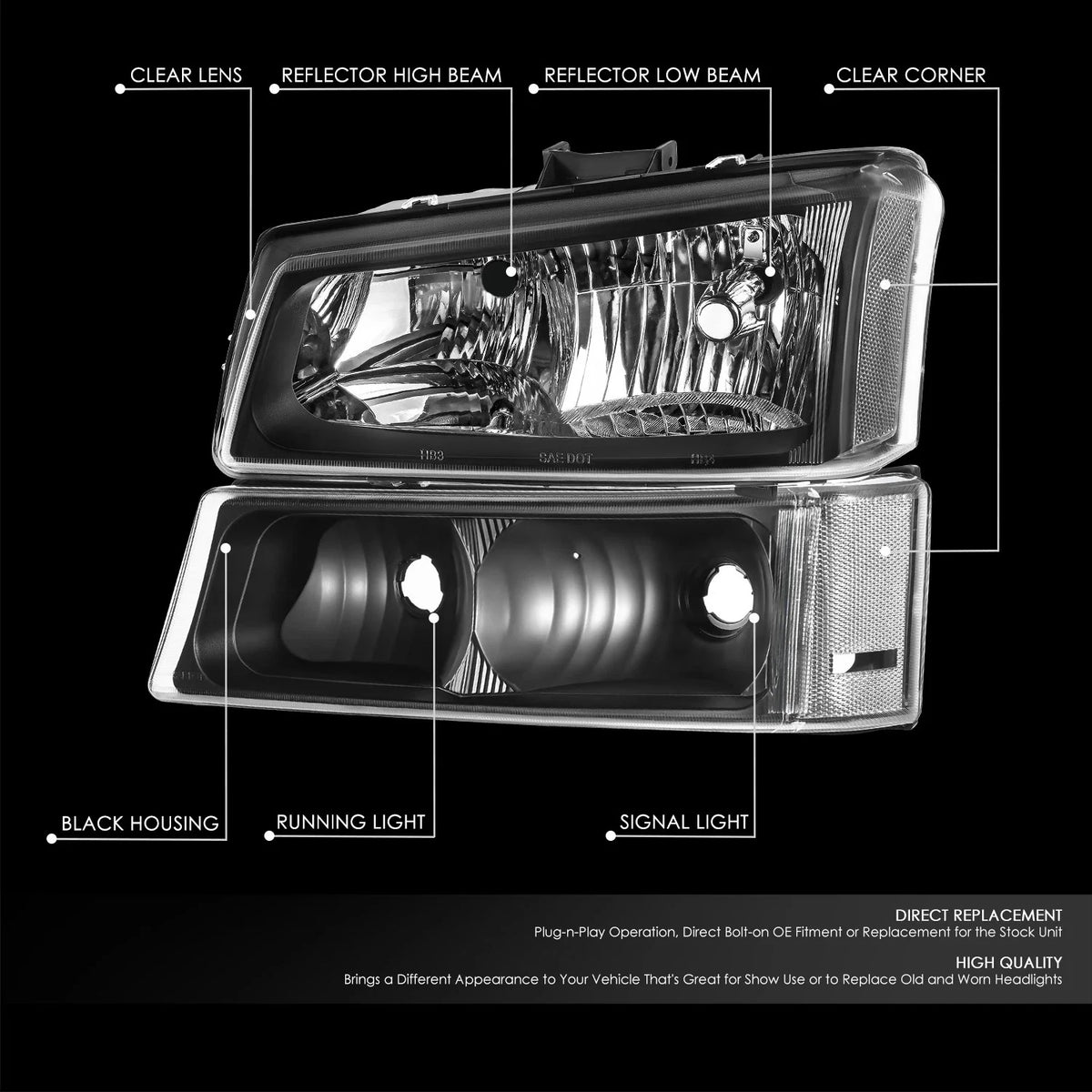Headlight Bumper Turn Signal Lamp for Avalanche Silverado (2003–2007)