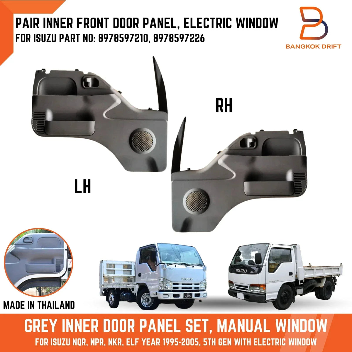 Grey Front Door Trim for Isuzu NPR NKR NQR ELF (1995-2005)