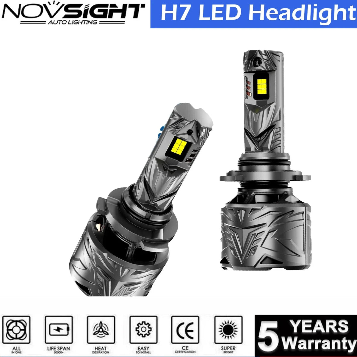 LED Headlight Bulbs H7 for High Low Beam - 2X (64000LM, 6500K)