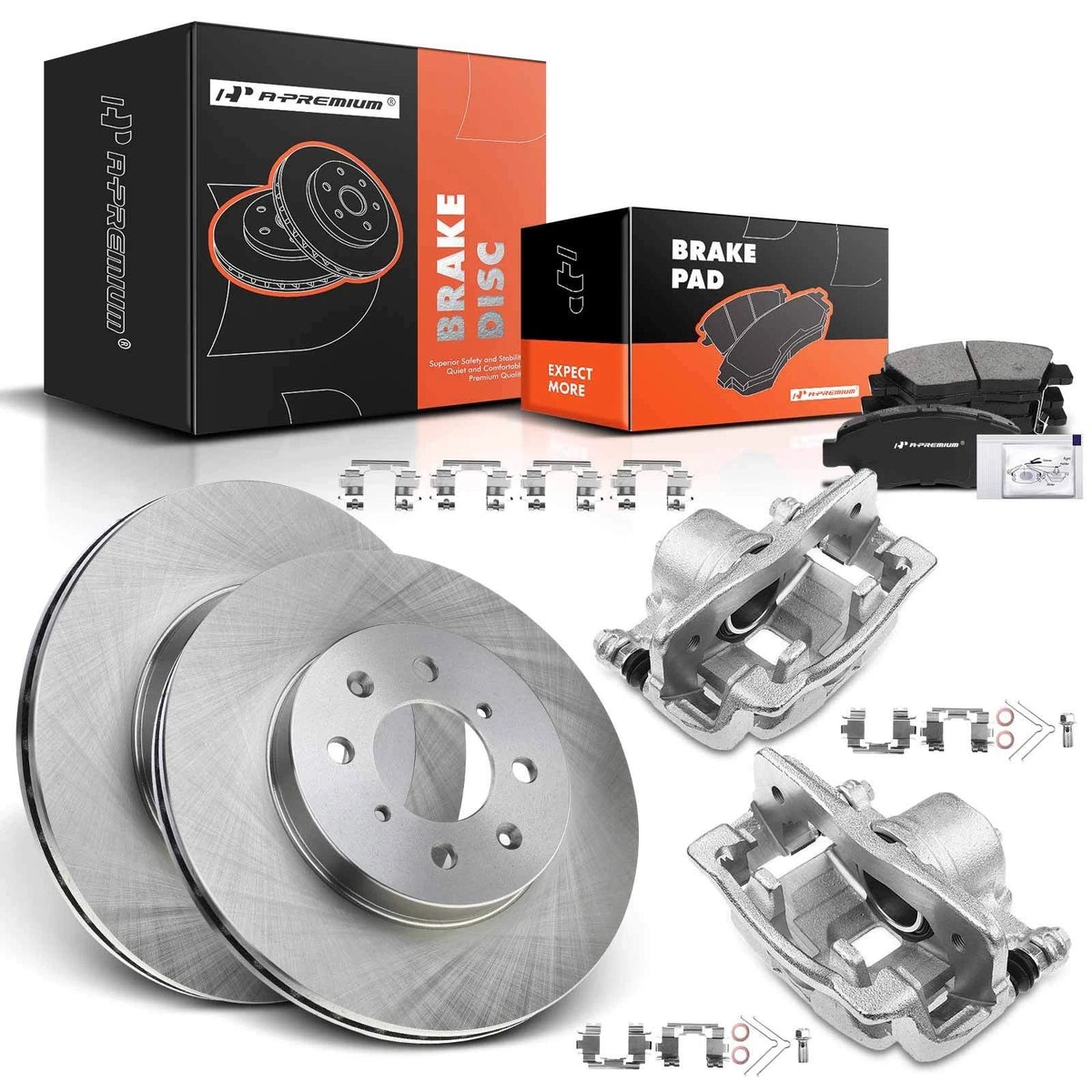 Front Brake Rotor & Pad Set with Wheel Hub & Bearing for Honda Fit (2007–2008)