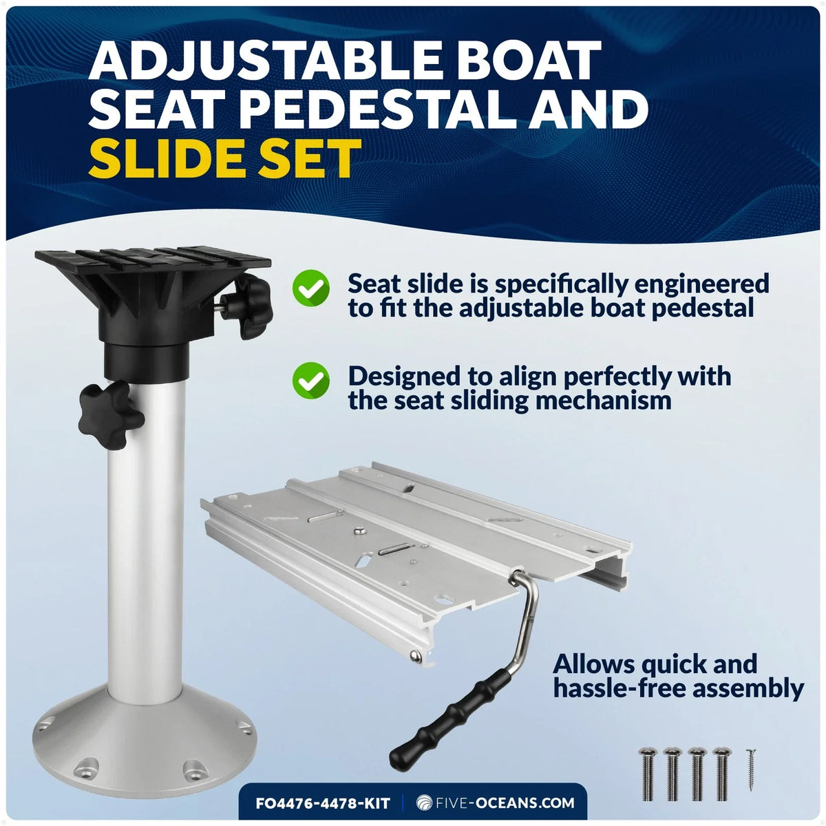 Adjustable Boat Seat Pedestal and Slide Set for (19" to 25")