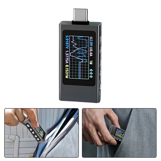 Real-Time USB-C Power Monitor 0-40V 0-12A Metal Case Ripple Measurement