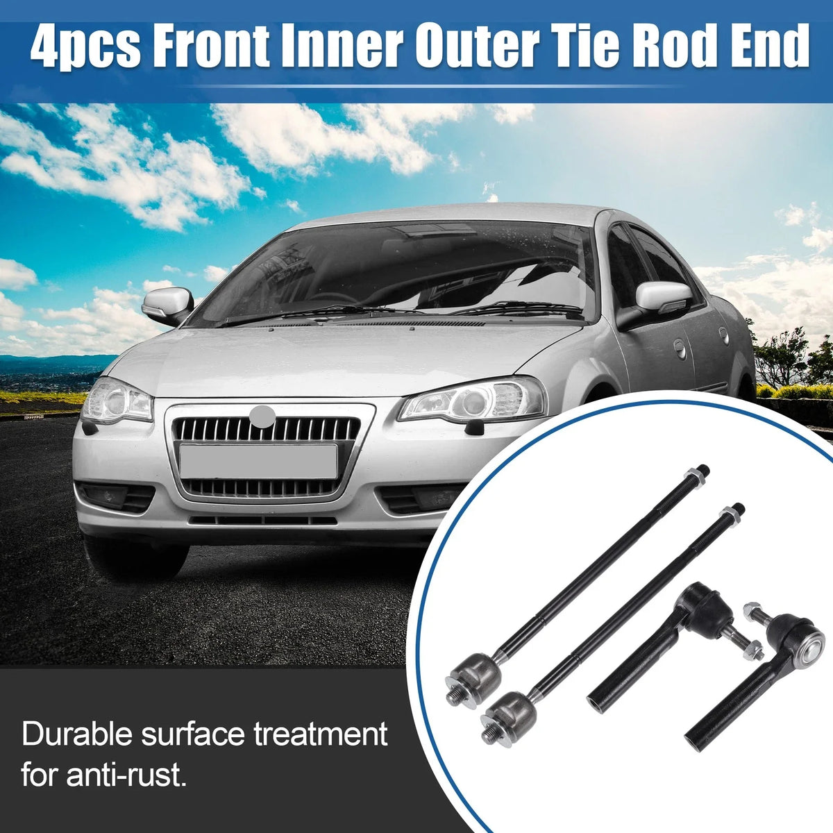 4pcs Front Inner Outer Tie Rod Ends Kit for Chrysler Town & Country (2008–2010)